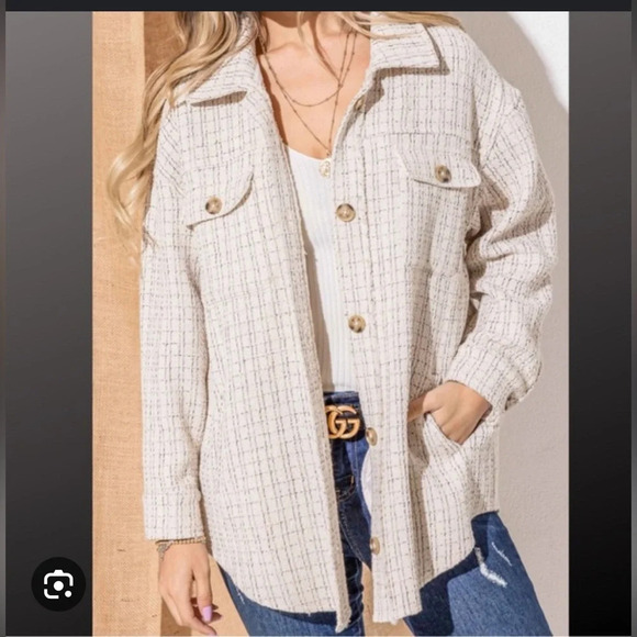 ANDTHEWHY TWEED SHACKET - Picture 1 of 5